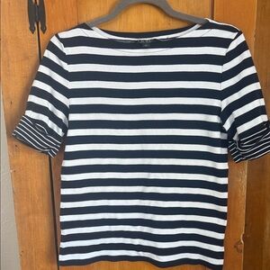 Ralph Lauren Navy and White Striped Short Sleeve Top